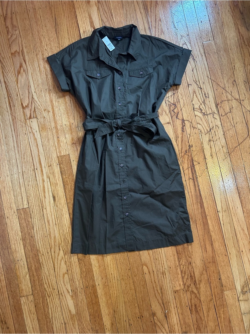 Talbots Women’s Olive Shirt Dress with Tie Waist